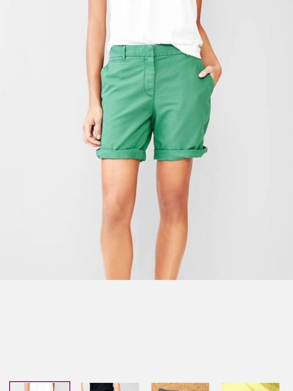 GAP Women's Green Rolled-Cuff Chino Shorts